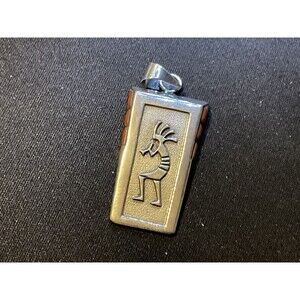 Navajo Leonard Jim Signed Sterling Silver Kokopelli And Coral Pendant